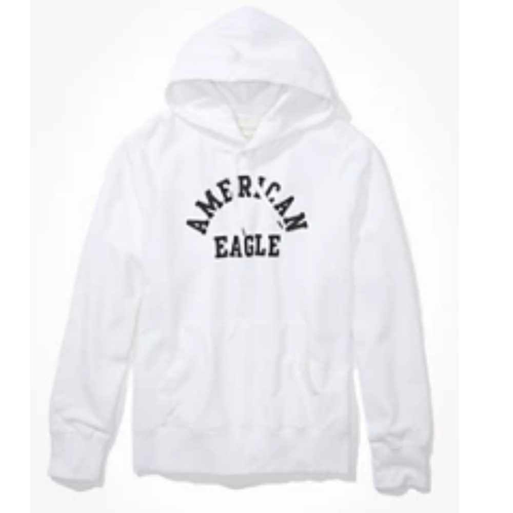 🎉 3 For $15.......AE Super Soft Graphic Hoodie White  Sweatshirt Size M DIY